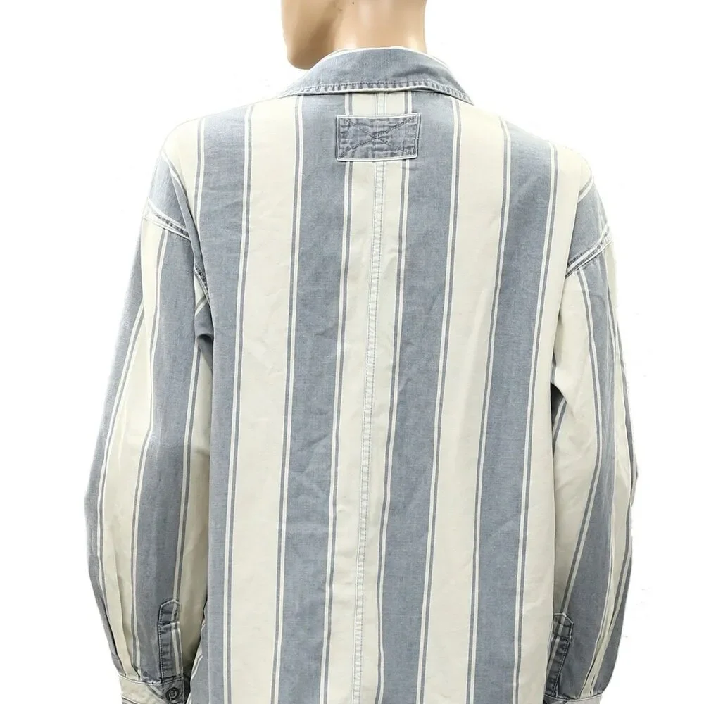 Free People We The Free Crossroads Striped Button Down Shirt Top Print S 288579